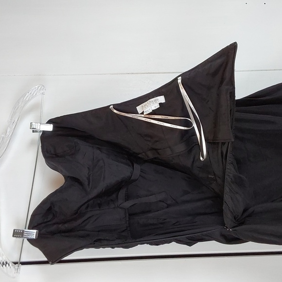 Kay Unger Black Silk Strapless Mini Dress Flounce Hem Neutral Quiet Luxury Sz.8 - Picture 8 of 11